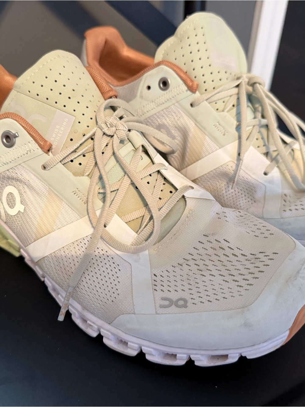 On Running Womens Cloudnova Sneakers in Light Beige with Peach Accents